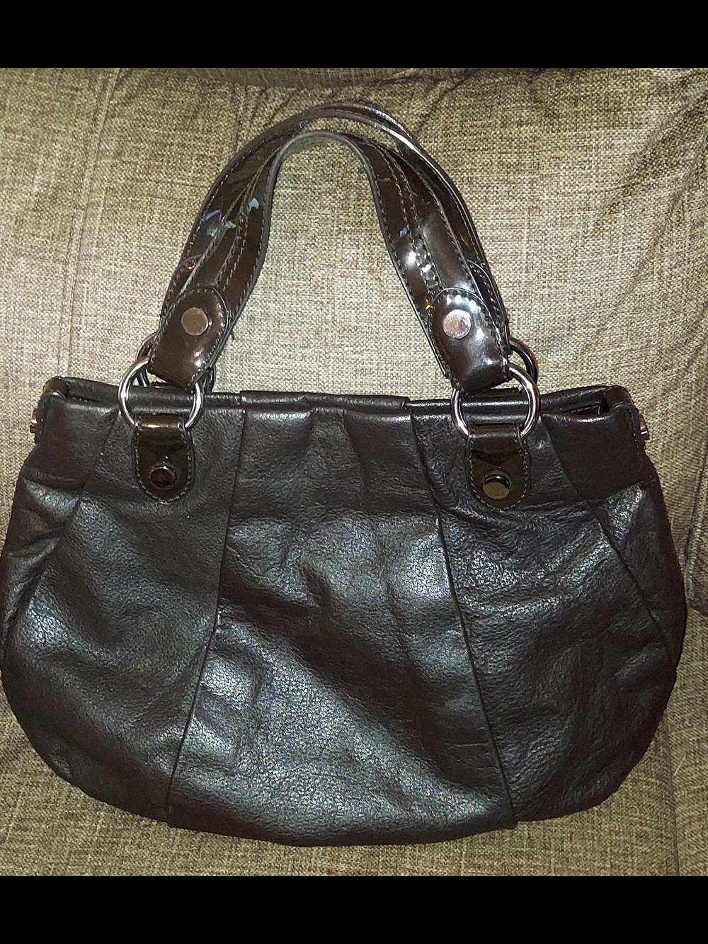 Simply Vera Vera Wang Black Satchel with Patent Handles